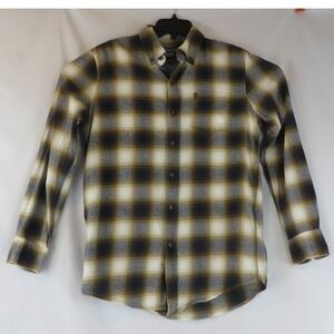 Chaps Performance Men Plaid Button Down Shirt Brown Navy Blue Cotton CM32LW249 S